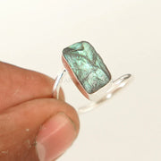 Raw Labradorite Ring: Handmade Sterling Silver 925, Boho Jewelry