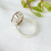 Raw Rose Quartz Ring: Sterling Silver Boho Ring, Healing Crystal