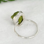 Raw Peridot Ring: Handmade 925 Sterling Silver Stacking Band
