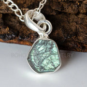 Raw Labradorite Pendant, Solid Sterling Silver Necklace Pendant, Handmade Crystal Jewelry, Healing Crystal, Raw Gemstone Jewelry, Gift