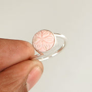 Twisted Sterling Silver Pink Opal Ring: Handmade Boho Jewelry