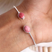 Handmade Thulite Cuff Bracelet: 925 Sterling Silver Adjustable Bangle