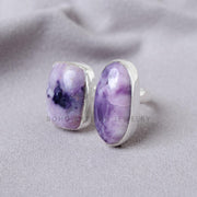 Tiffany Jasper Ring, Two-Stone Silver Ring, Handmade Adjustable Jewelry, Healing Crystal, Gift For Her, Purple Gemstone, Unique Gift For Her