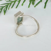 Handmade Moss Agate Ring: 925 Sterling Silver Twisted Band, Boho Jewelry