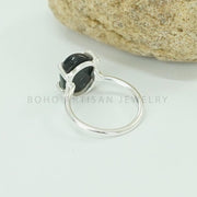 Black Obsidian Ring: Handmade 925 Sterling Silver Statement Jewelry