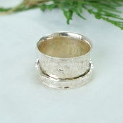 Raw Moonstone Spinner Ring: Hammered Sterling Silver Thumb Ring