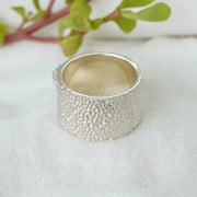 Handmade Raw Tanzanite Sterling Silver Textured Band Ring