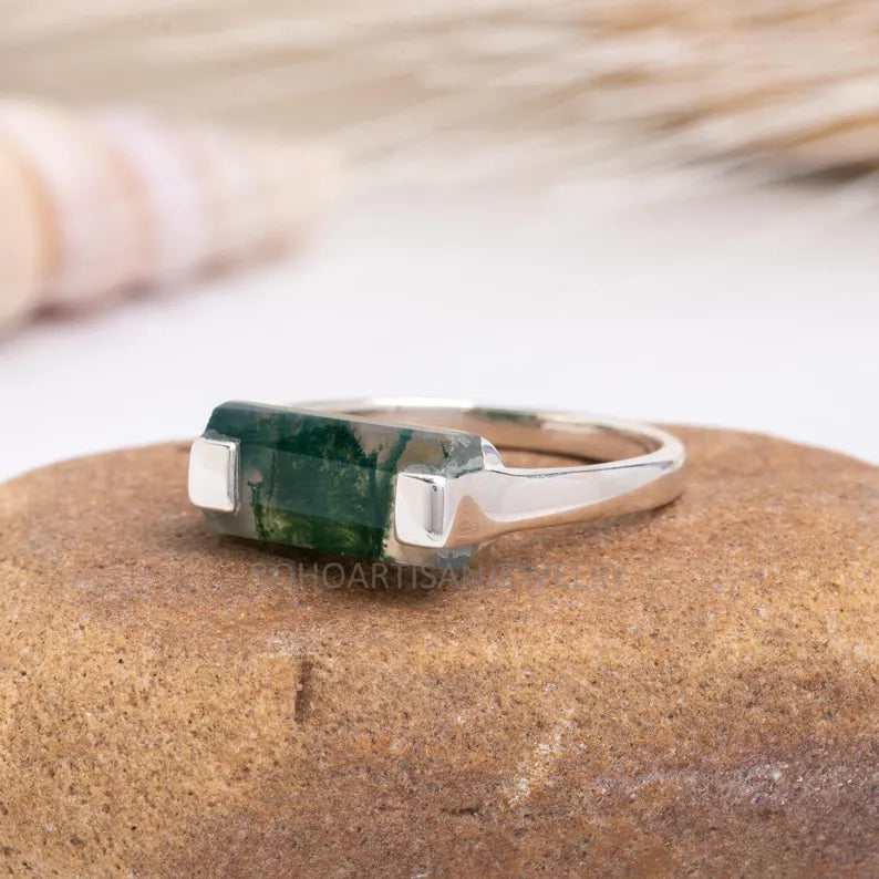 Rainbow Moonstone Bar Ring, Thin Bar Ring, Sterling Silver Ring, Stackable Jewelry, Dainty Bar Ring, June Birthstone Jewelry, Gift for her