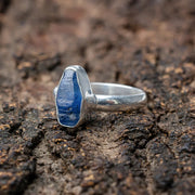 Raw Sapphire Sterling Silver Ring: Natural Crystal, September Birthstone